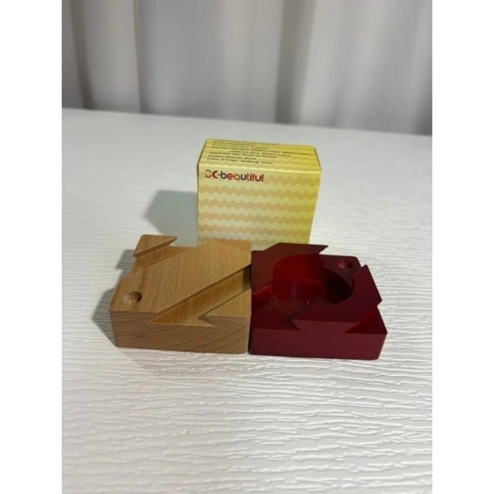 Wooden Puzzle Box Secret Compartment Brain Teaser Red Wood S0027-32